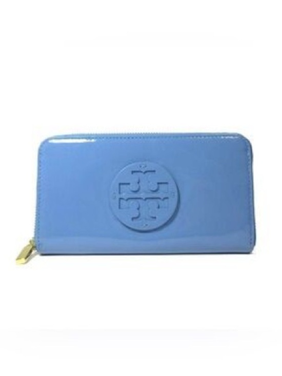 Tory Burch Handbags - Tory Burch Glossy Patent Leather Zip Wallet - Light Blue - Great Condition